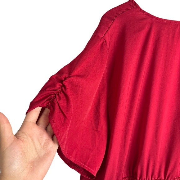 Torrid Red Surplice Wrap Peplum Blouse Size 4X Flowy Plus Size Top Holiday Basic - Picture 6 of 8